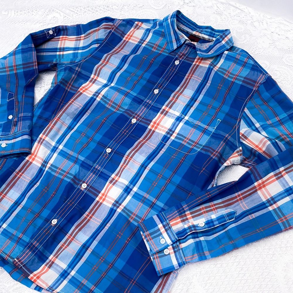 Men's Long Sleeve Skater Button Down Shirt Tony Hawk Blue Semi-Casual Top